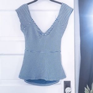 Anthropologie Deletta peplum Leo gingham blouse